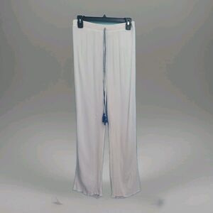 Womens Gauzy Pants Wz M Pull On White Beachy Lounge Wear Travel